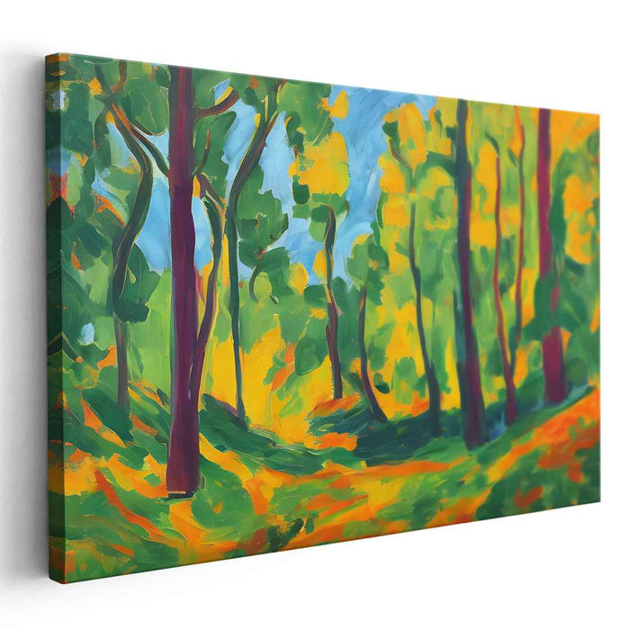 Luminous Forest Glade: Expressionist Nature Canvas Art