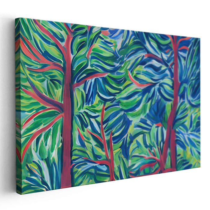 Whispers Of Emerald Grove: Vibrant Tropical Forest Canvas Art Print