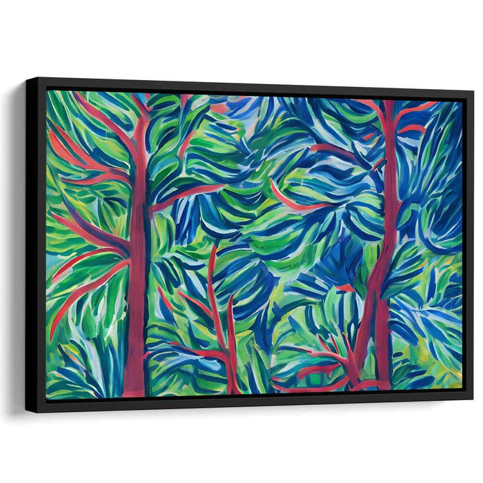 Whispers Of Emerald Grove: Vibrant Tropical Forest Canvas Art Print