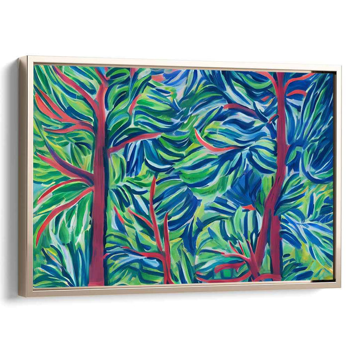 Whispers Of Emerald Grove: Vibrant Tropical Forest Canvas Art Print
