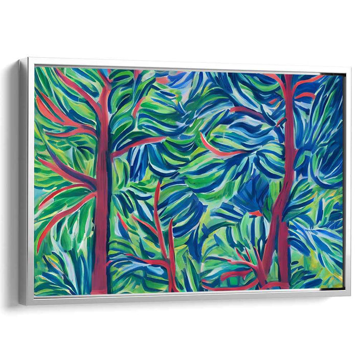 Whispers Of Emerald Grove: Vibrant Tropical Forest Canvas Art Print