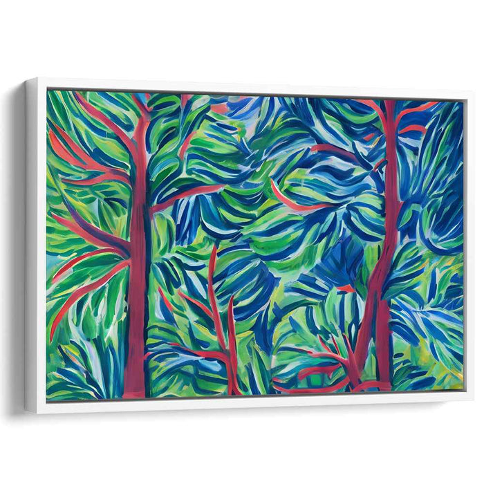 Whispers Of Emerald Grove: Vibrant Tropical Forest Canvas Art Print