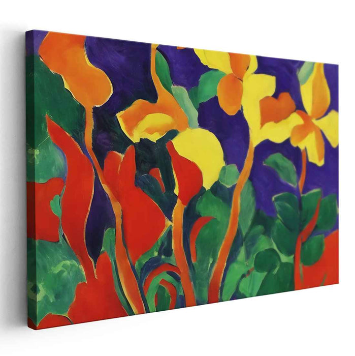 Petals Dance Silently: Vivid Floral Expressionism Canvas Art