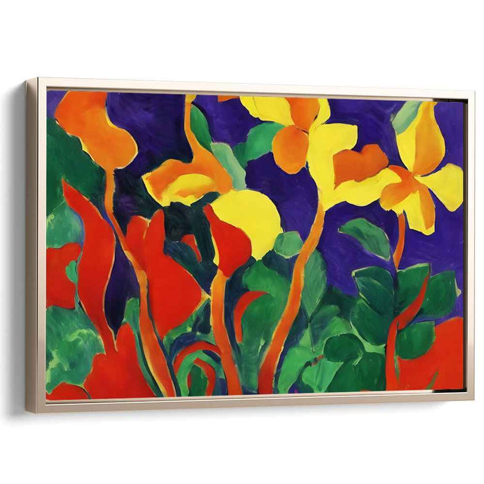 Petals Dance Silently: Vivid Floral Expressionism Canvas Art