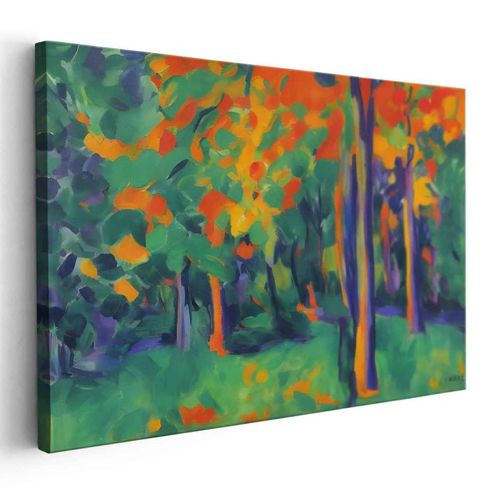 Energized Forest: Vibrant Expressionist Landscape Canvas Art Print
