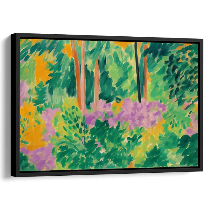 Wild Harmony Blossoms: Fauvist Nature Scene with Vibrant Greens and Purples