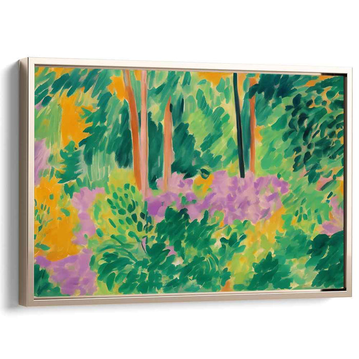 Wild Harmony Blossoms: Fauvist Nature Scene with Vibrant Greens and Purples
