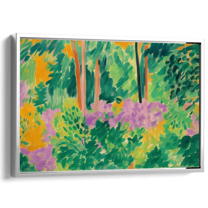 Wild Harmony Blossoms: Fauvist Nature Scene with Vibrant Greens and Purples