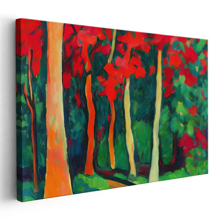 Chromatic Contrast Harmony: Fauvist Red and Green Canvas Art Print