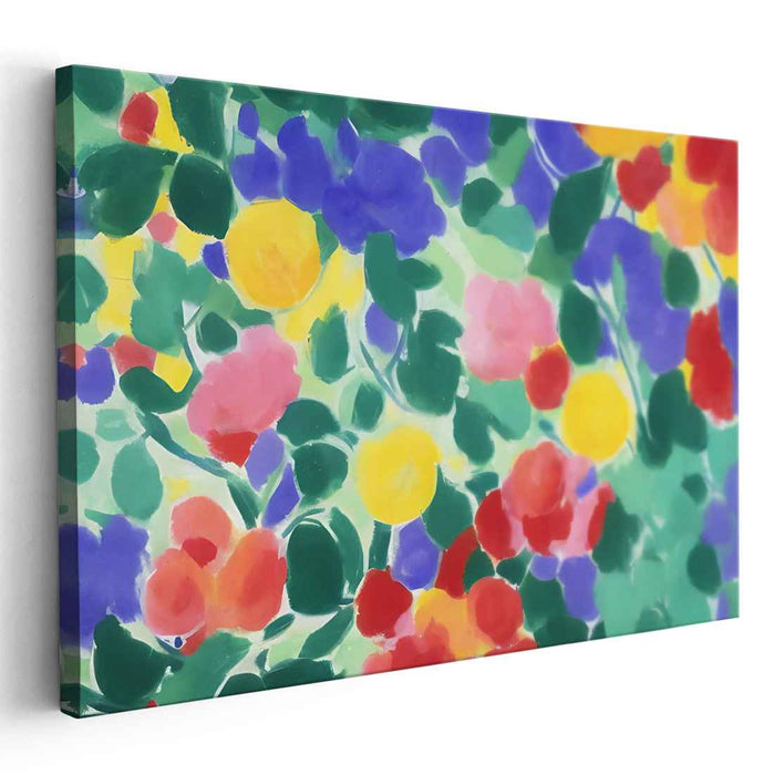 Chromatic Explosion Blossoms: A Burst of Colorful Abstract Blooms Canvas Art Print