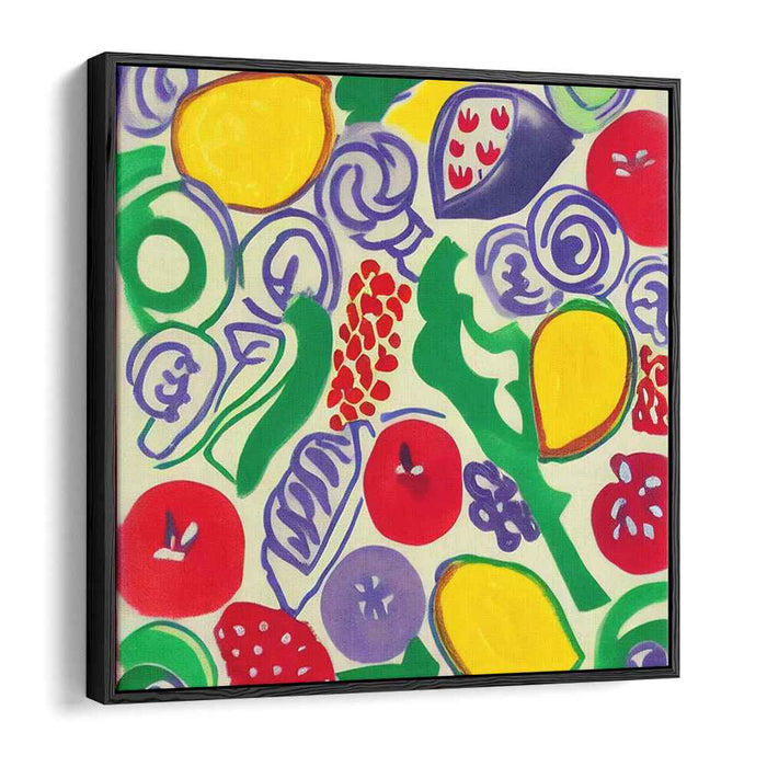 Color Explosion Harvest: Abstract Expressionist Fruit and Vegetable Canvas Art Print