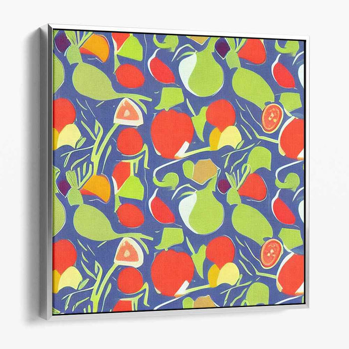 Whimsical Garden Harvest: Vibrant Pop-Art Fruits and Vegetables Canvas