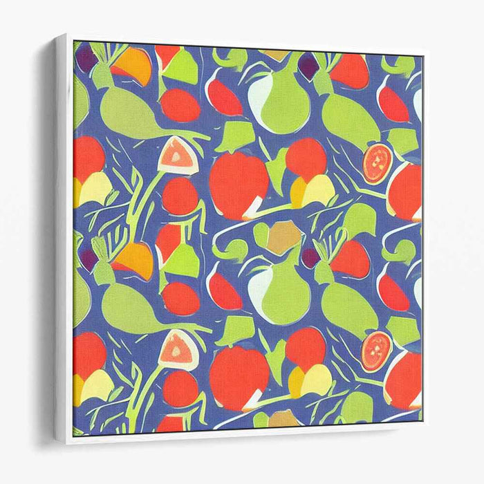 Whimsical Garden Harvest: Vibrant Pop-Art Fruits and Vegetables Canvas