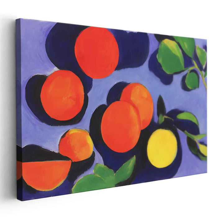 Tropical Symphony Burst Painting: Vivid Fruit and Foliage Expressionist Art