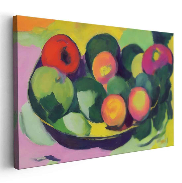 Fruit Dance Burst: Vibrant Fruit Bowl Expression Canvas Art