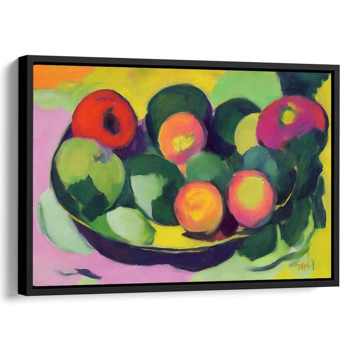 Fruit Dance Burst: Vibrant Fruit Bowl Expression Canvas Art