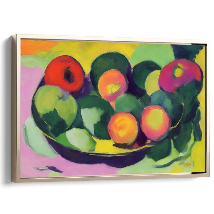 Fruit Dance Burst: Vibrant Fruit Bowl Expression Canvas Art
