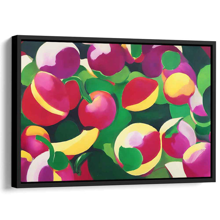 Lush Chromatic Harmony: Bold Fruits and Foliage Abstract Canvas Art