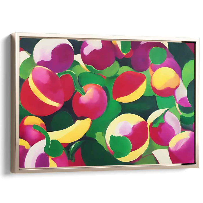 Lush Chromatic Harmony: Bold Fruits and Foliage Abstract Canvas Art