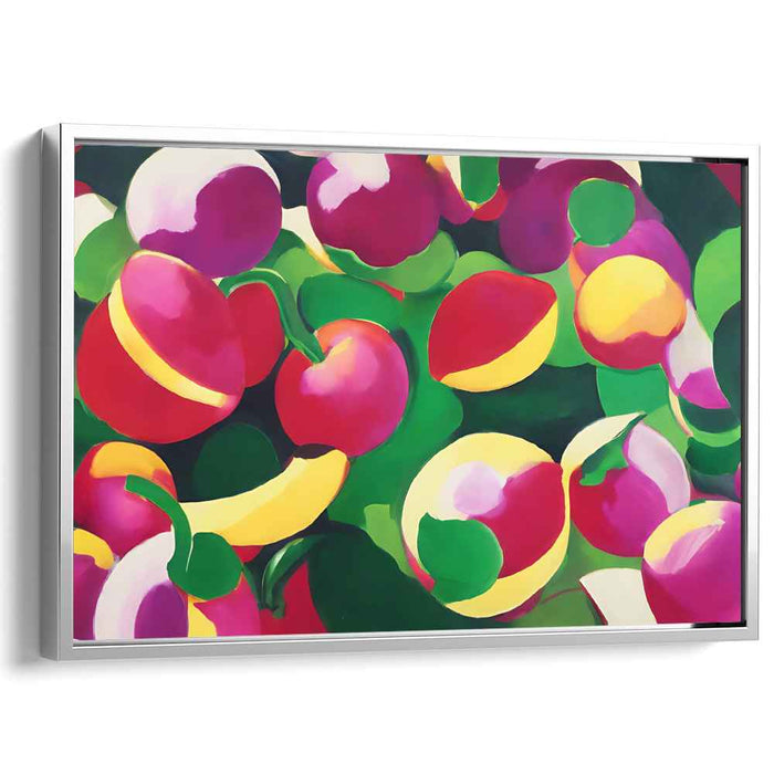 Lush Chromatic Harmony: Bold Fruits and Foliage Abstract Canvas Art