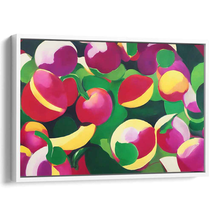 Lush Chromatic Harmony: Bold Fruits and Foliage Abstract Canvas Art