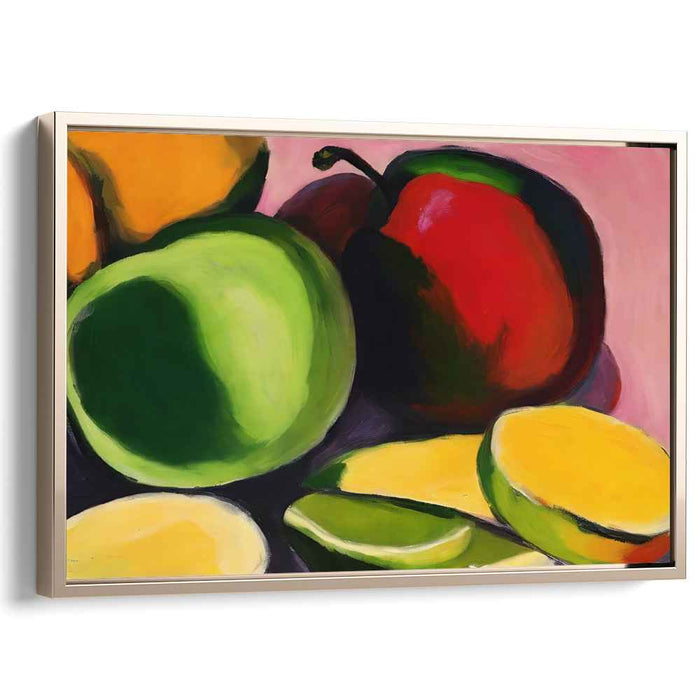 Urban Equilibrium: Contemporary Still Life with Apple, Pepper, and Mango