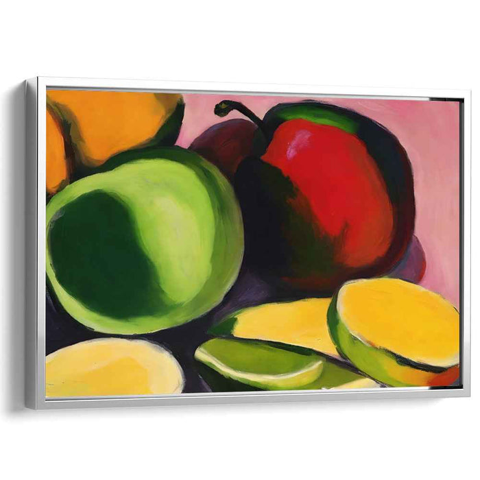 Urban Equilibrium: Contemporary Still Life with Apple, Pepper, and Mango