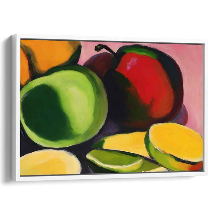 Urban Equilibrium: Contemporary Still Life with Apple, Pepper, and Mango