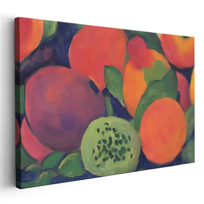 Vivid Harvest Arrangement: Bold and Colorful Fruit Still Life Canvas Art