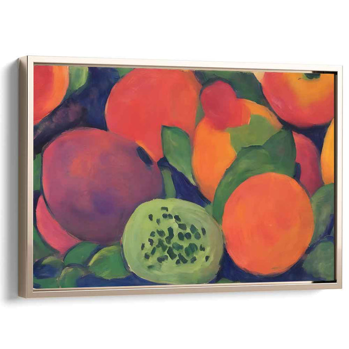 Vivid Harvest Arrangement: Bold and Colorful Fruit Still Life Canvas Art