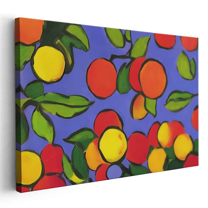 Lively Citrus Delight: Abstract Fruit Canvas Art Print