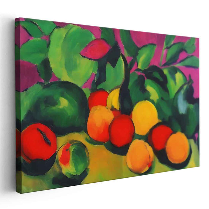 Citrus Zest Symphony: Fauvist Still Life Fruit Canvas Art Print