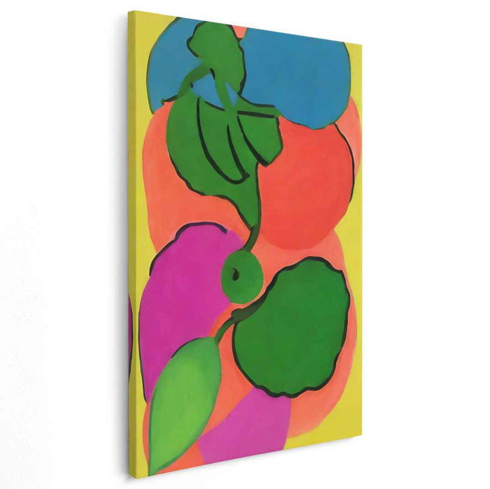 Luminous Botanica: Vibrant Abstract Botanical Canvas Art Print