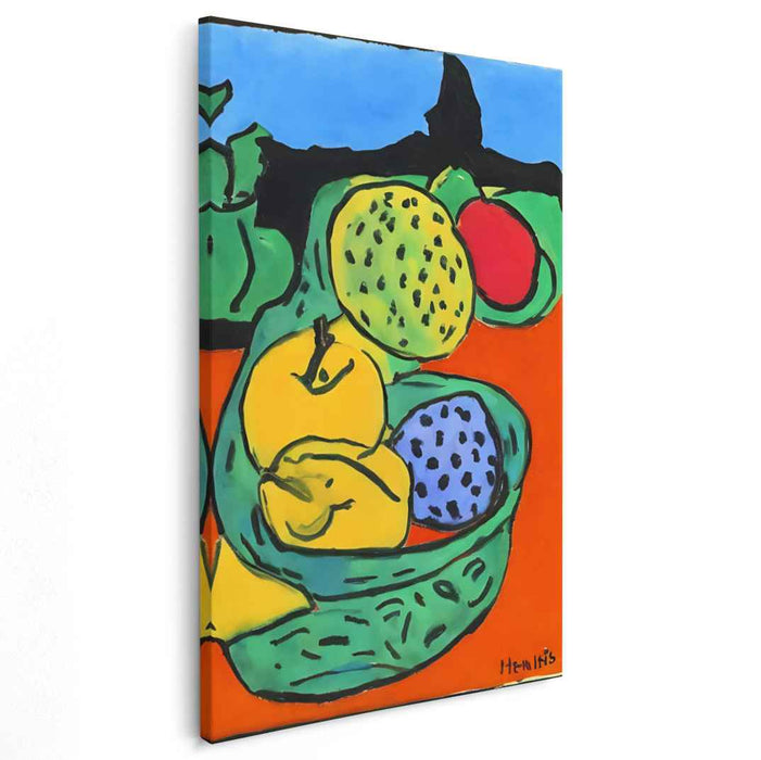 Vibrant Fruit Bowl: Fauvist Still Life Canvas Art