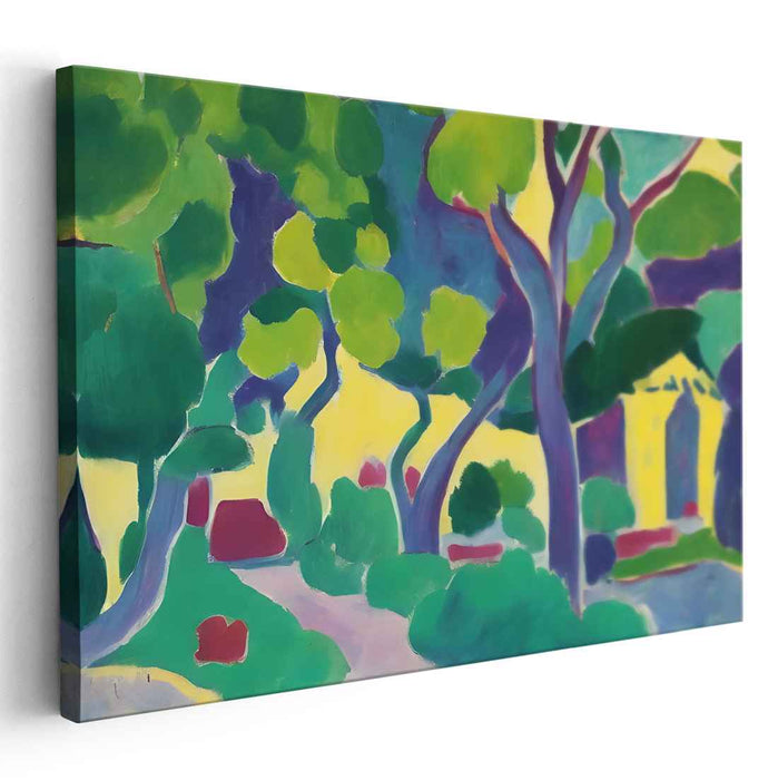 Luminous Arboreal Bliss: Vibrant Fauvist-Inspired Landscape Canvas Art