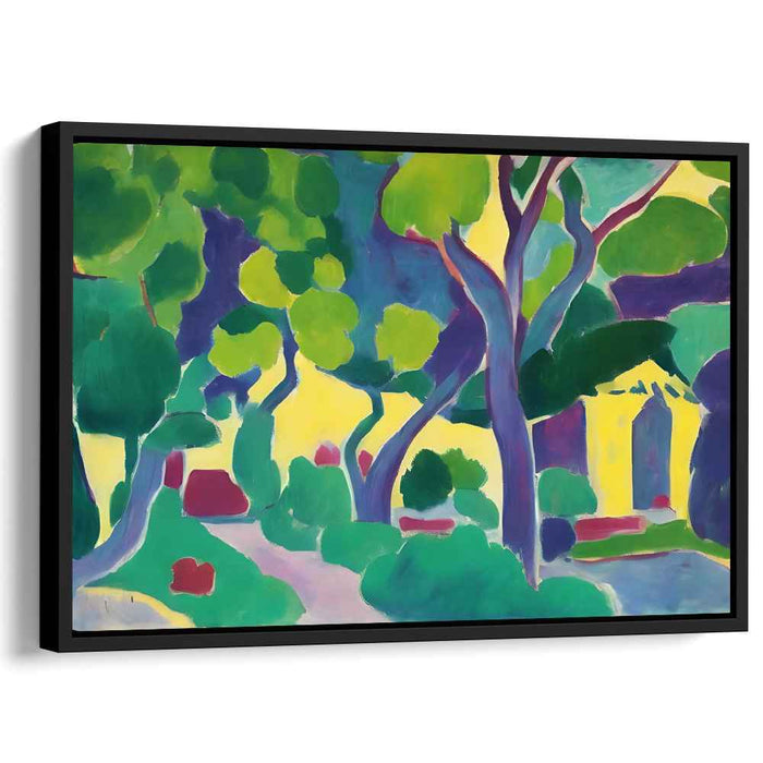 Luminous Arboreal Bliss: Vibrant Fauvist-Inspired Landscape Canvas Art