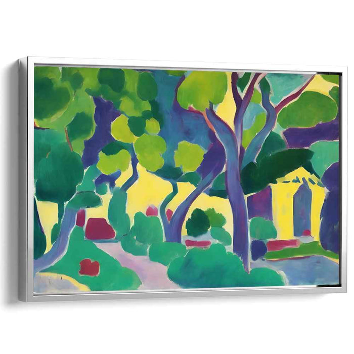Luminous Arboreal Bliss: Vibrant Fauvist-Inspired Landscape Canvas Art