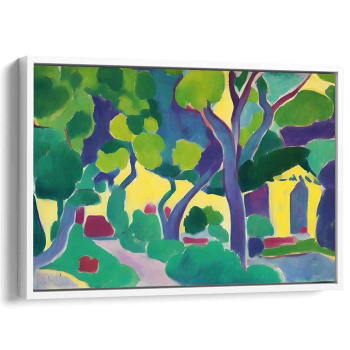 Luminous Arboreal Bliss: Vibrant Fauvist-Inspired Landscape Canvas Art