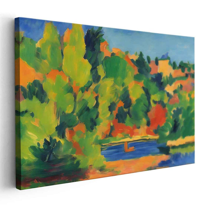 Colorful Brushstrokes Dance Across Canvas: Vibrant Post-Impressionist Landscape Canvas Art Print
