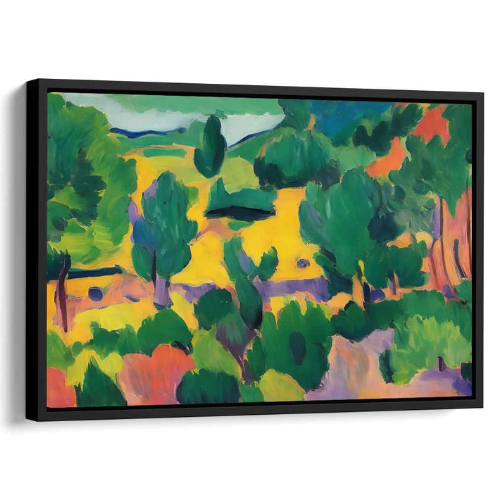 Verdant Summer Bliss: Fauvist-Inspired Lush Landscape Canvas Art