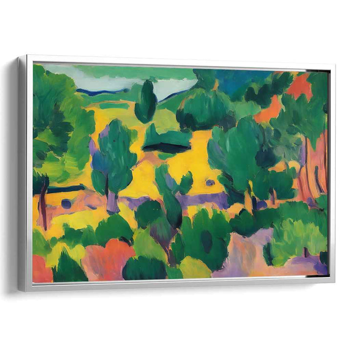 Verdant Summer Bliss: Fauvist-Inspired Lush Landscape Canvas Art