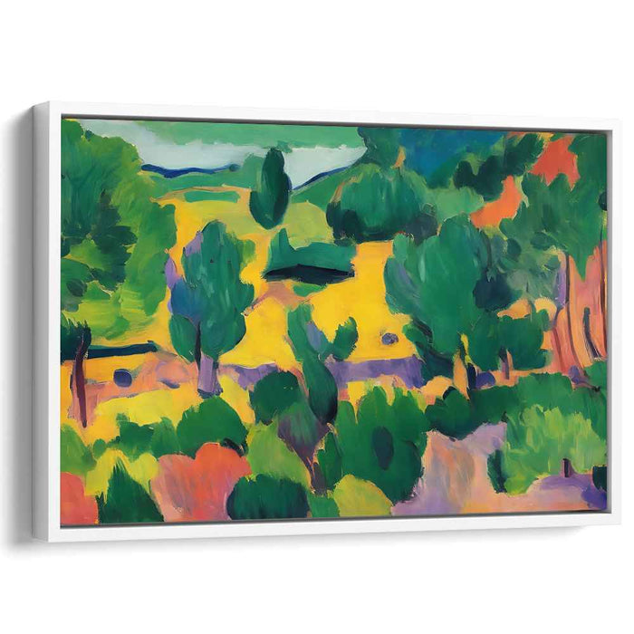 Verdant Summer Bliss: Fauvist-Inspired Lush Landscape Canvas Art