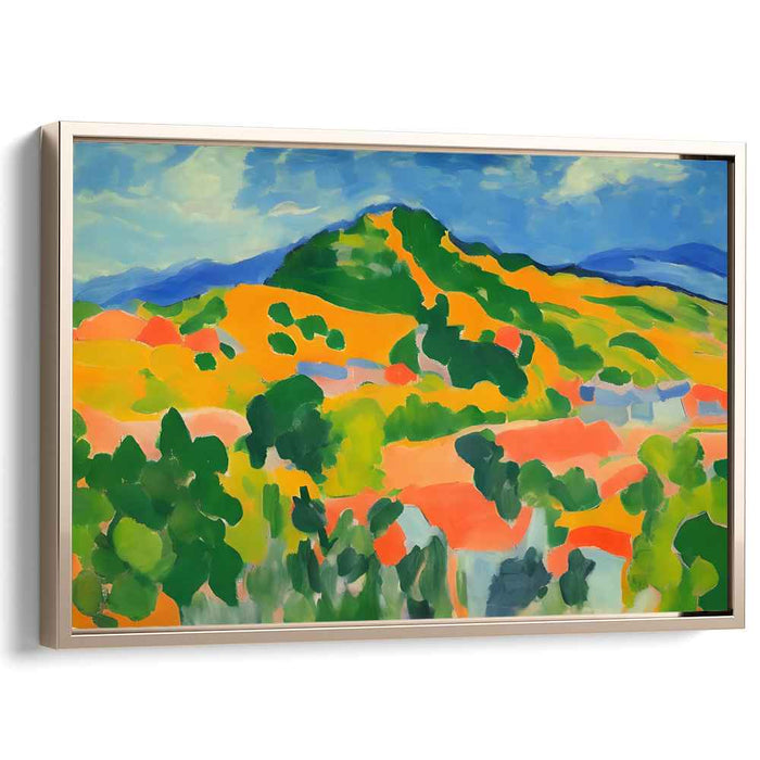 Lush Mountain Vista: Vibrant Fauvist-Inspired Landscape Canvas Art