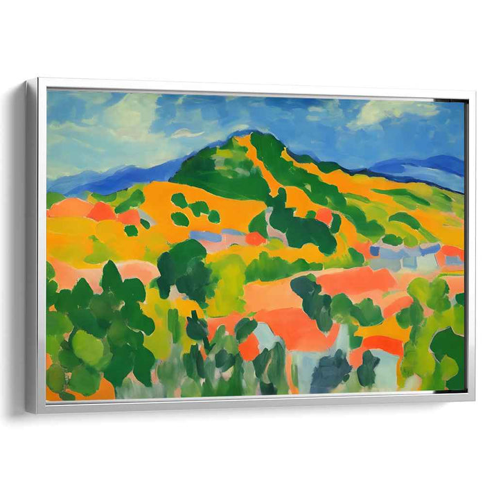 Lush Mountain Vista: Vibrant Fauvist-Inspired Landscape Canvas Art