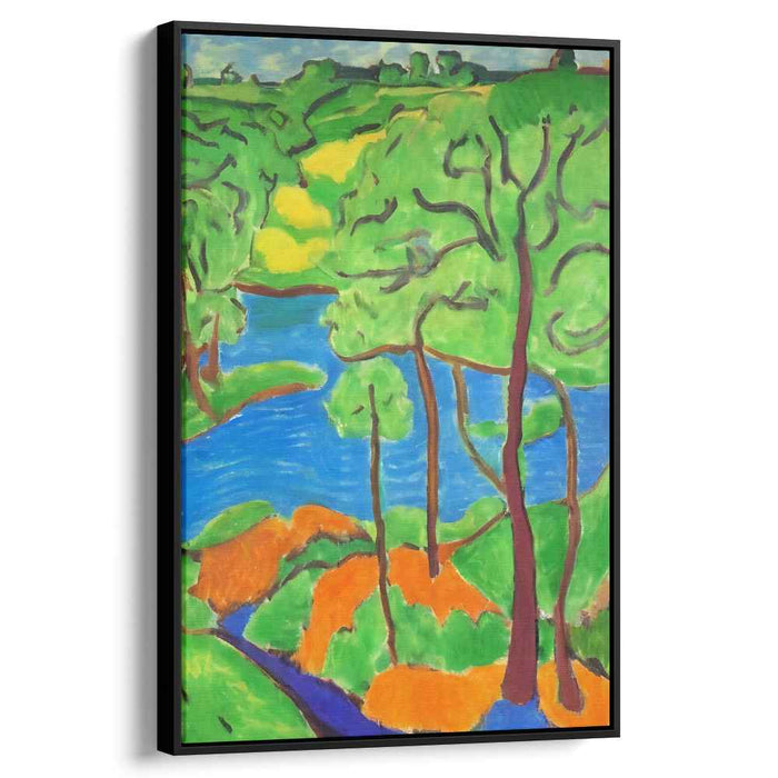 Lush Riverbend: Fauvist Landscape Canvas Art Print