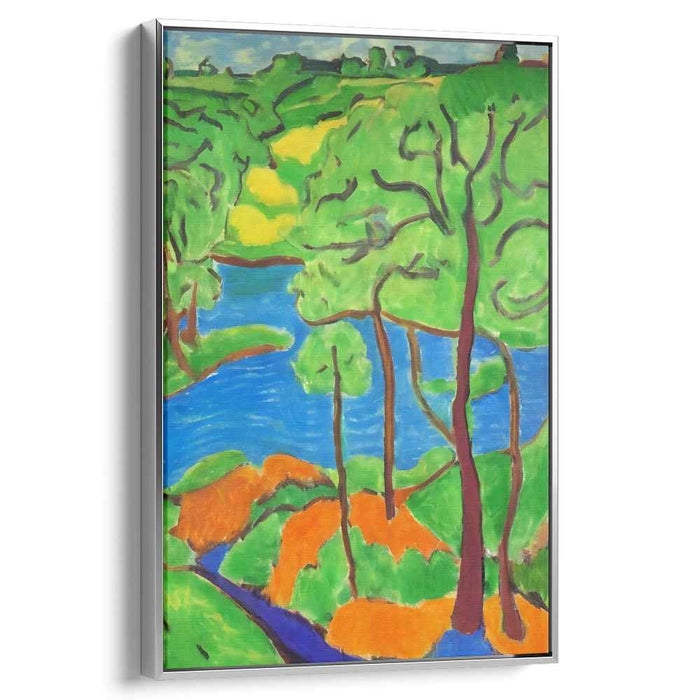 Lush Riverbend: Fauvist Landscape Canvas Art Print