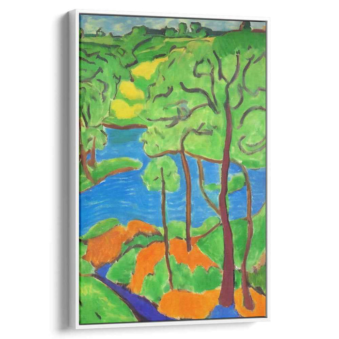 Lush Riverbend: Fauvist Landscape Canvas Art Print