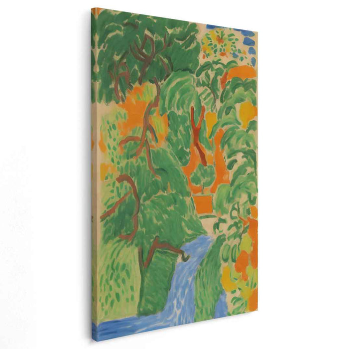 Wild River Dance Painting: Fauvist Landscape with Flowing River