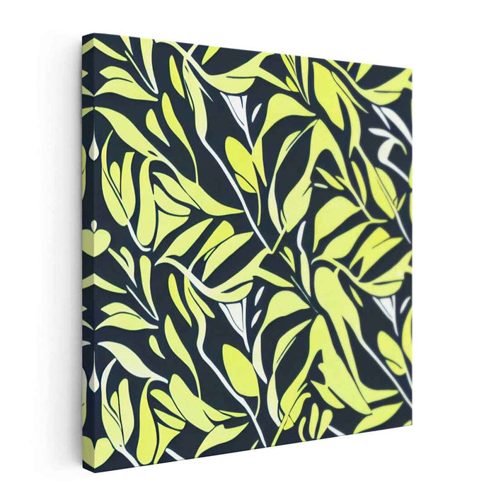 Lively Lime: Contemporary Abstract Leaf Pattern Canvas Art Print