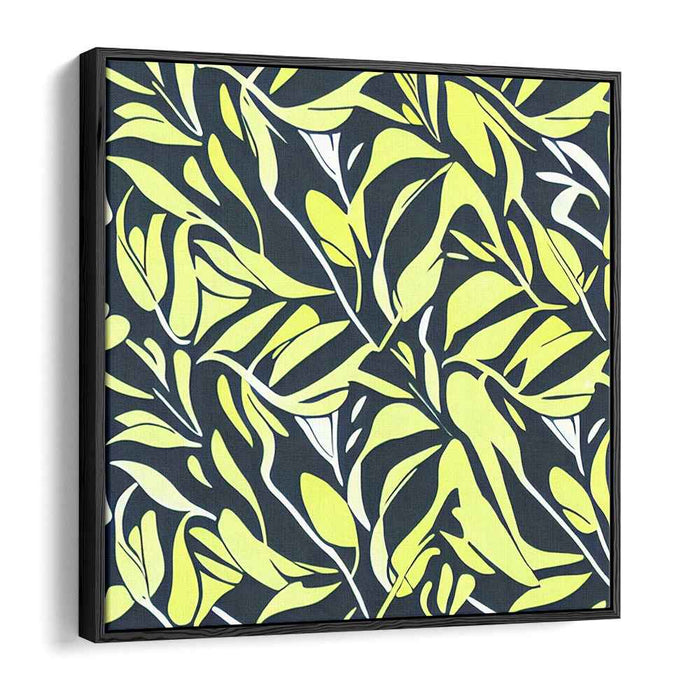 Lively Lime: Contemporary Abstract Leaf Pattern Canvas Art Print